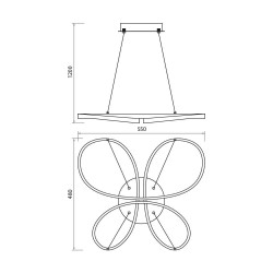 LED Пендел BUTTERFLY 37W 1200lm  CCT 3000-4000-6000K бял