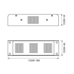 Захранване за LED лента 12.5A 150W 12V DC IP20 метал 