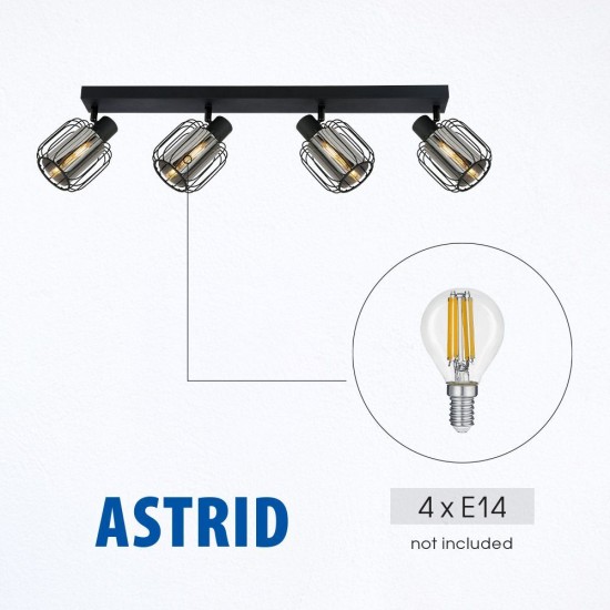 Спот ASTRID ∙ SP972-4L ∙ 4xE14 ∙ метал+стъкло ∙ черен L-770mm