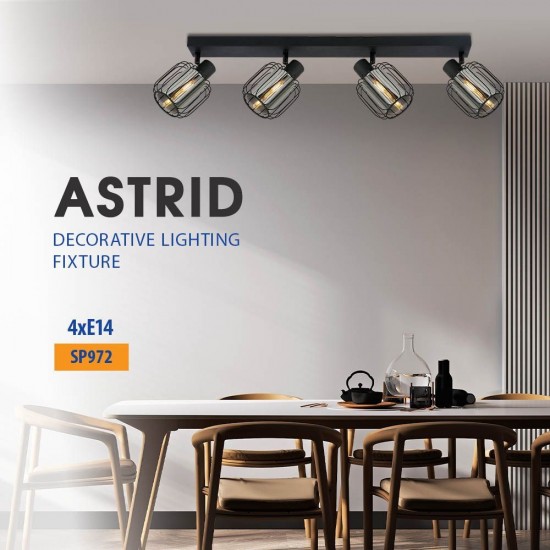 Спот ASTRID ∙ SP972-4L ∙ 4xE14 ∙ метал+стъкло ∙ черен L-770mm