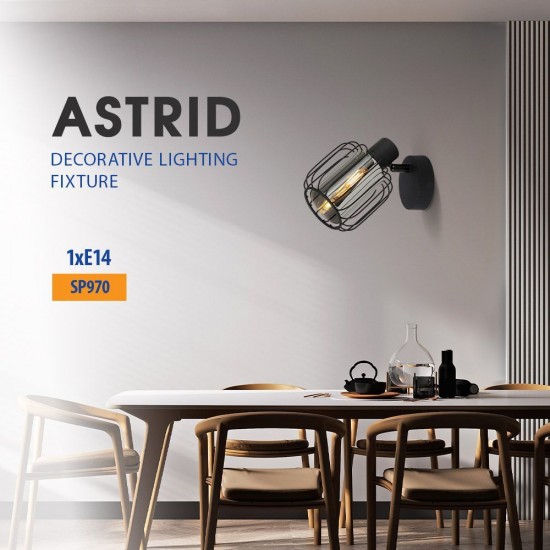Спот ASTRID ∙ SP970-1R ∙ 1xE14 ∙ метал+стъкло ∙ черен