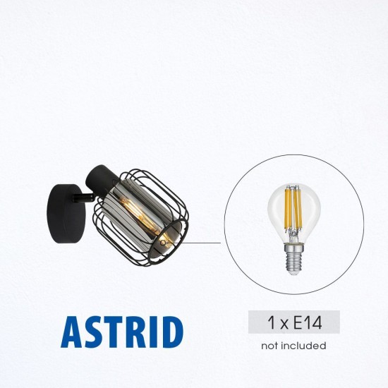 Спот ASTRID ∙ SP970-1R ∙ 1xE14 ∙ метал+стъкло ∙ черен
