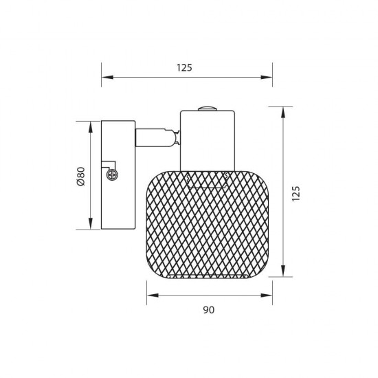 Спот ELINOR ∙ SP958-1R ∙ 1xE14 ∙ метал+PVC ∙ мрежа ∙ черен