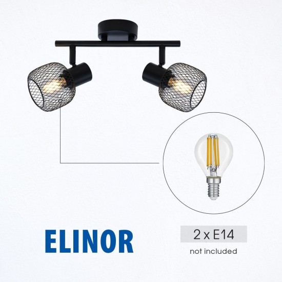 Спот ELINOR ∙ SP959-2L ∙ 2xE14 ∙ метал+PVC ∙ мрежа ∙ черен L-390mm