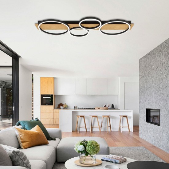 LED плафон MATTEO ∙ 38W ∙ черно+дърво ∙ CCT ∙ 3000-4000-6400K