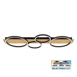 LED плафон MATTEO ∙ 38W ∙ черно+дърво ∙ CCT ∙ 3000-4000-6400K