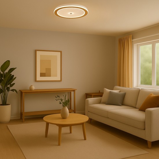 LED Плафон ZOFRAEL 34W 3000-6500K 2400lm злато димируем 71282 RABALUX