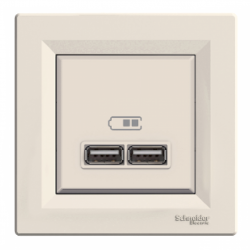 Розетка двойна USB крем Schneider Asfora EPH2700223