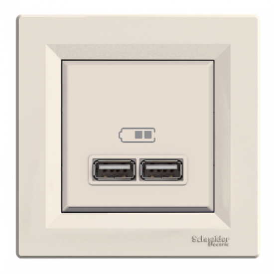 Розетка двойна USB крем Schneider Asfora EPH2700223