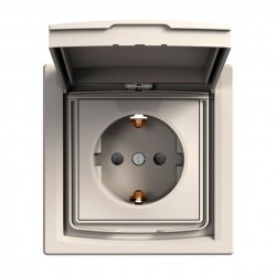 Контакт с капак шуко IP44 крем Schneider Asfora EPH3100323