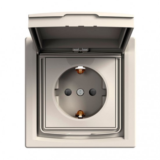 Контакт с капак шуко IP44 крем Schneider Asfora EPH3100323