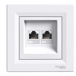 Розетка компютърна 2xRJ45 сat5e UTP Бяла Schneider Asfora EPH4400121