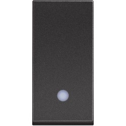 Ключ единичен италиански стандарт с LED индикация СХ.1 10A черен мат RG4001L CLASSIA BTICINO