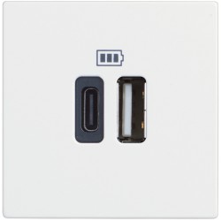 Розетка  2xUSB за зареждане тип А+С за 15W бял гланц RW4287C2 CLASSIA BTICINO
