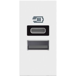 Розетка  2xUSB за зареждане тип А+С за 15W бял гланц RW4191AC CLASSIA BTICINO