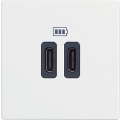 Розетка  2xUSB за зареждане тип С за 15W бял гланц RW4286C2 CLASSIA BTICINO