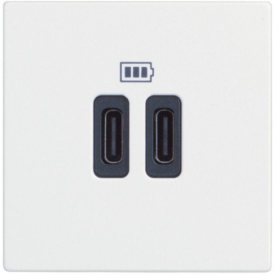 Розетка  2xUSB за зареждане тип С за 15W бял гланц RW4286C2 CLASSIA BTICINO
