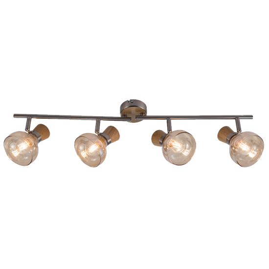 Спот за таван ADDY 4xE14 дърво L-700mm