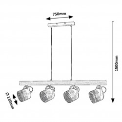 Висящо осветително тяло ROTEM 3300 4xE14