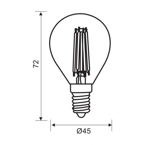 LED КРУШКА Е14 7W 4000K 960lm P45 малък балон filament