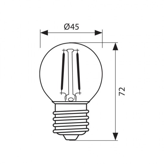 LED КРУШКА Е27 4W 3000K 470lm P45 малък балон filament