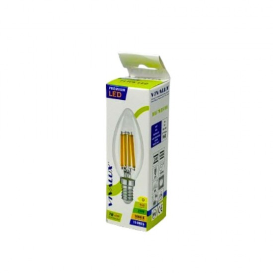 LED КРУШКА Е14 7W 3000K 960lm B35 свещ filament