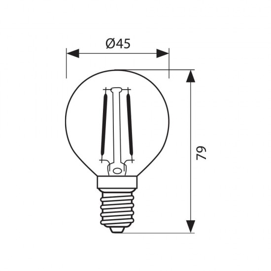 LED КРУШКА Е14 4W 3000K 470lm P45 малък балон filament