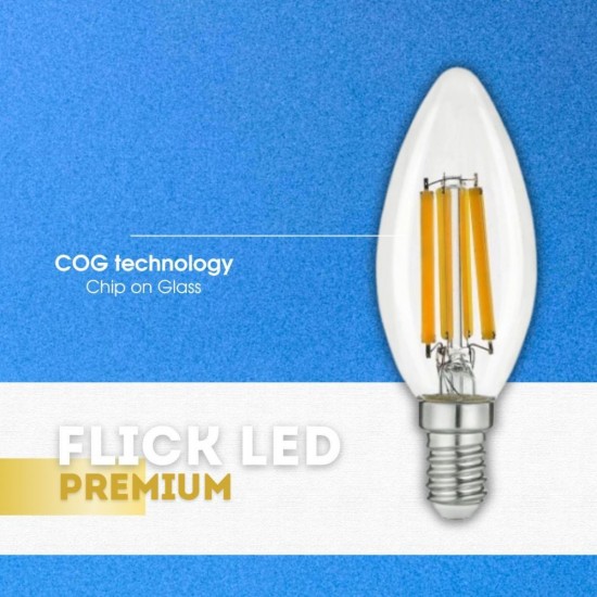 LED КРУШКА Е14 7W 3000K 960lm B35 свещ filament