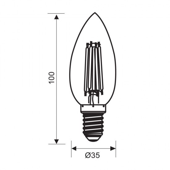LED КРУШКА Е14 7W 3000K 960lm B35 свещ filament