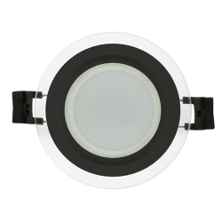 LED стъклен панел за вграждане 12W 4200K кръг IP44, черен ринг