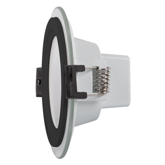 LED стъклен панел за вграждане 12W 4200K кръг IP44, черен ринг