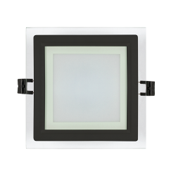 LED стъклен панел за вграждане 12W 4200K квадрат IP44, черен ринг