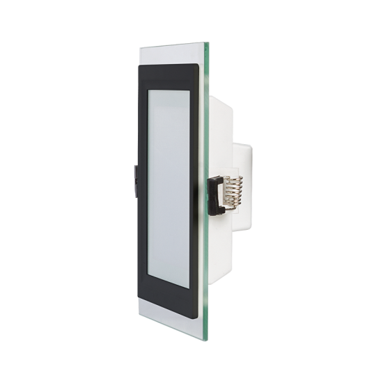 LED стъклен панел за вграждане 12W 4200K квадрат IP44, черен ринг